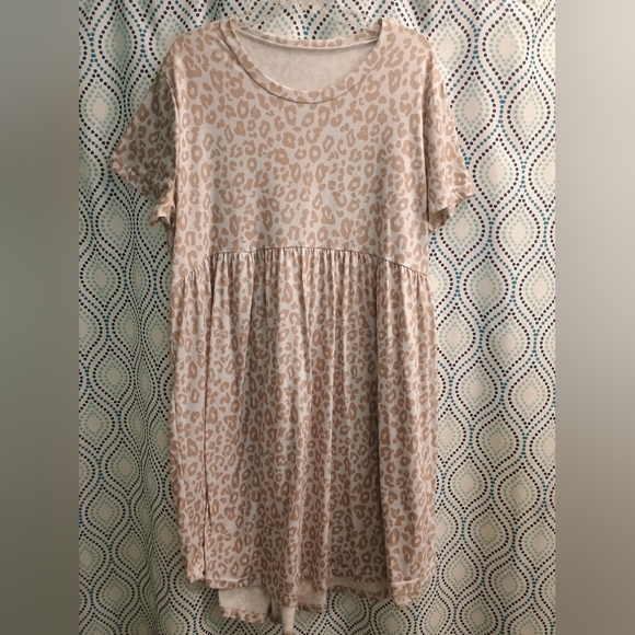 Leopard Print Short Sleeve Dress - Picture 1 of 7